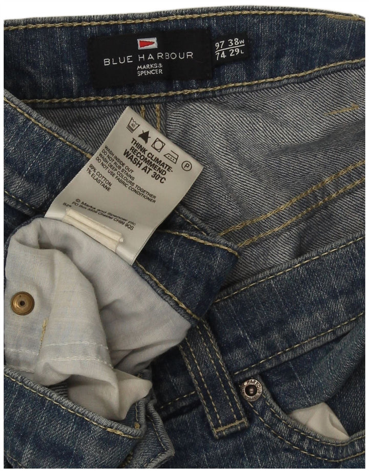 Marks & Spencer Herren Blue Harbor Regular Fit Jeans W38 L29 Blaue Baumwolle
