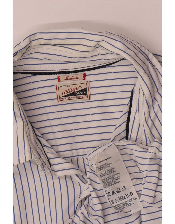 Tommy Hilfiger Herren-Hemd mit normaler Passform, mittelblau, gestreift, Baumwolle