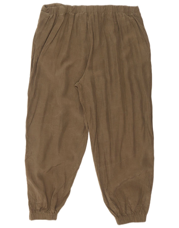 Zara Damen Joggers Hose XL W36 L27 Khaki Viskose