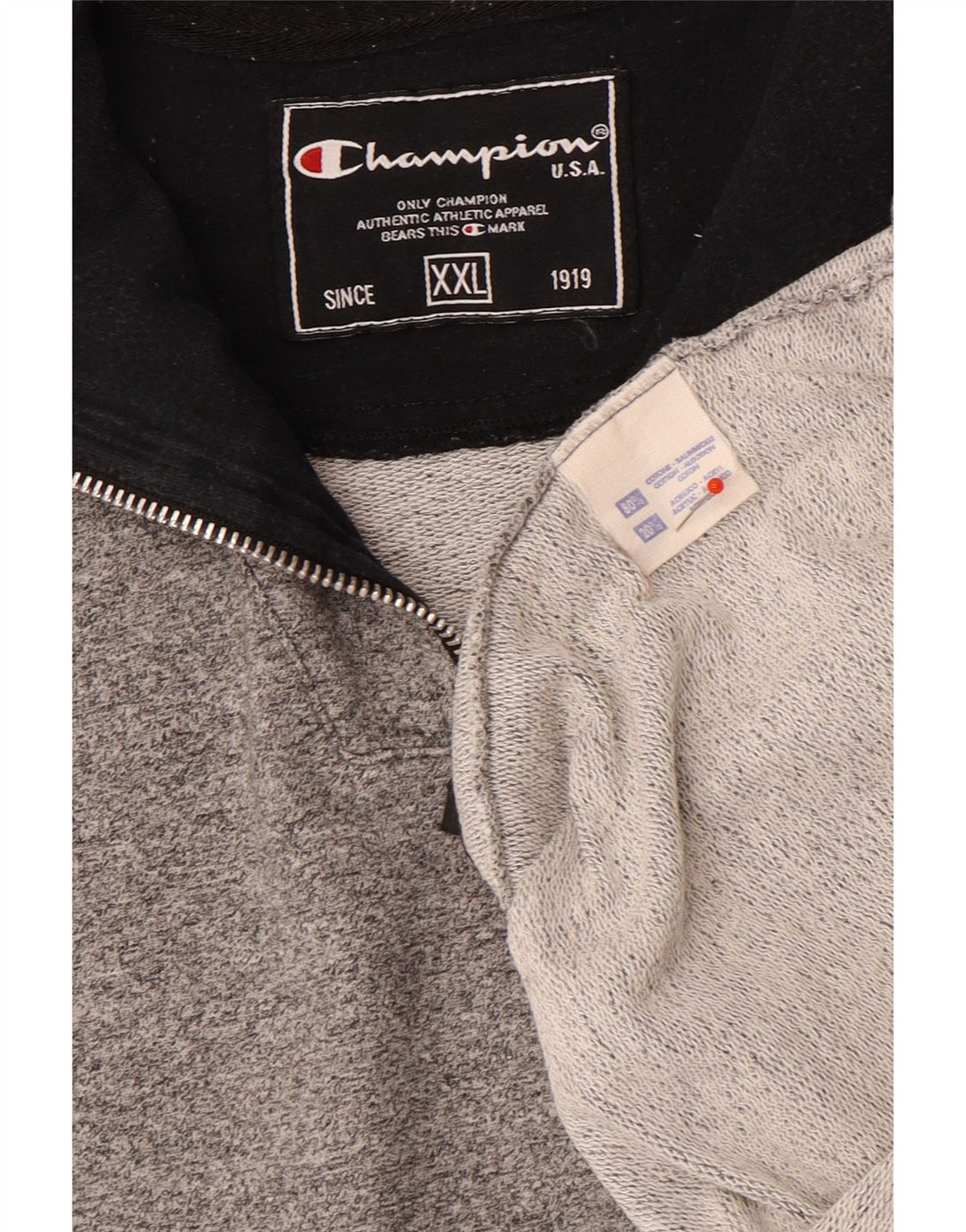 Champion Herren-Sweatshirt mit Reißverschluss, 2XL, graue Baumwolle