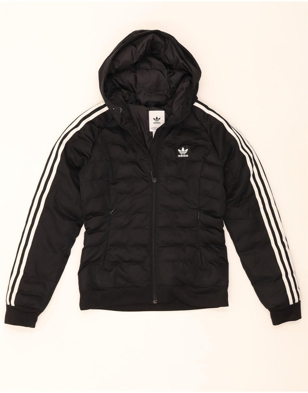 Adidas Damen-Jacke mit Kapuze, gepolstert, UK 8, Größe S, Schwarz, Polyester