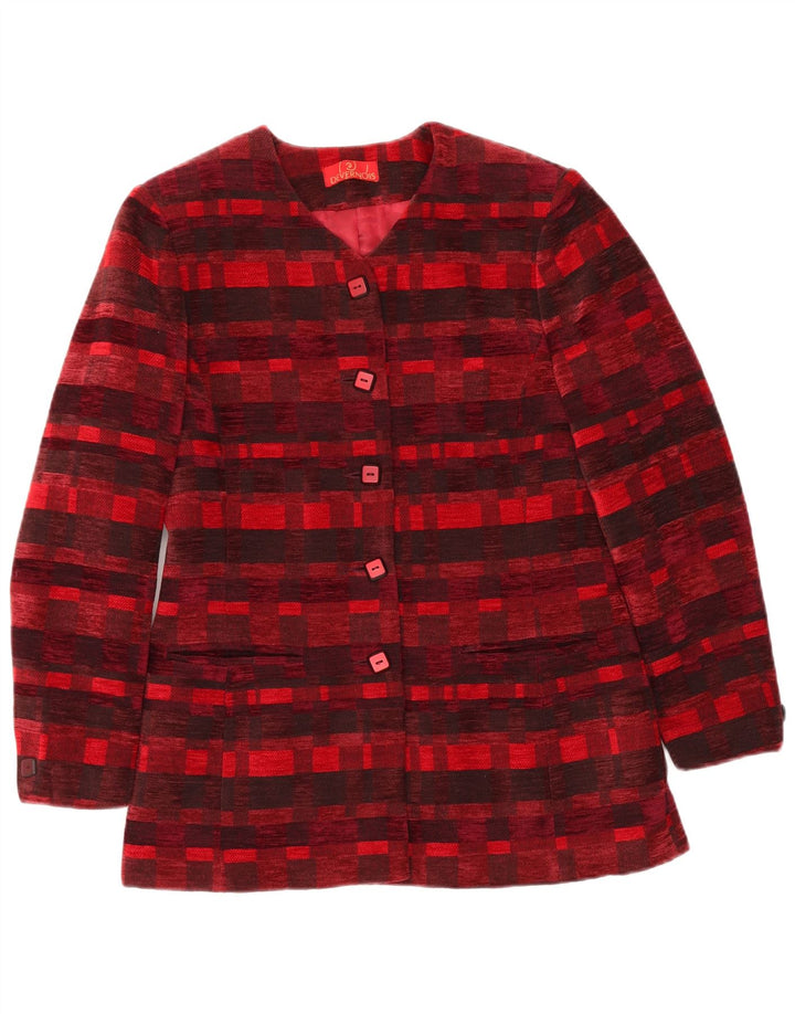 DEVERNOIS PARIS Damen-Blazer mit 5 Knöpfen, UK 12, mittelrot, geometrisch