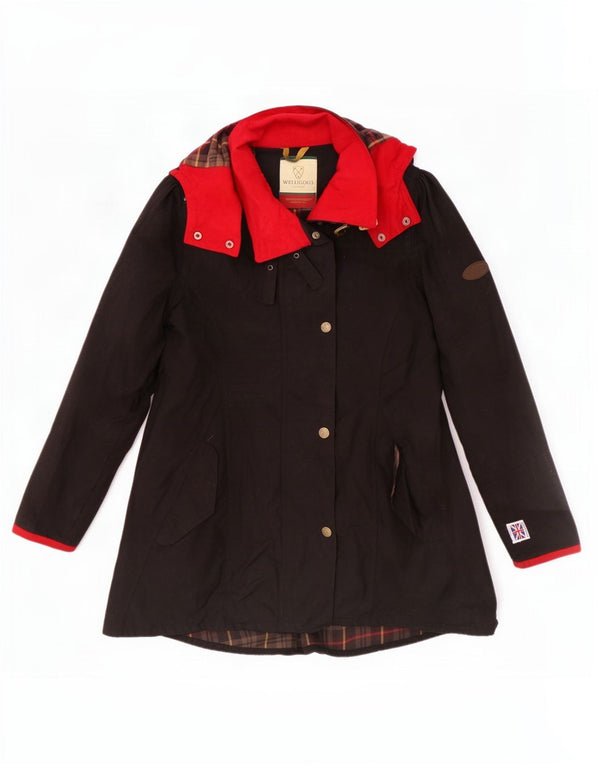 Welligogs Damen-Parka mit Kapuze, gewachst, UK 14, Mittelschwarz, Farbblock