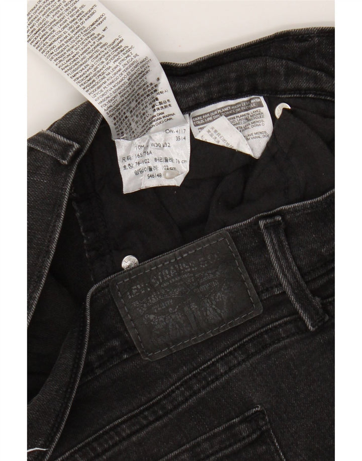 Levi's Damen 505 Straight Jeans W30 L32 Schwarze Baumwolle