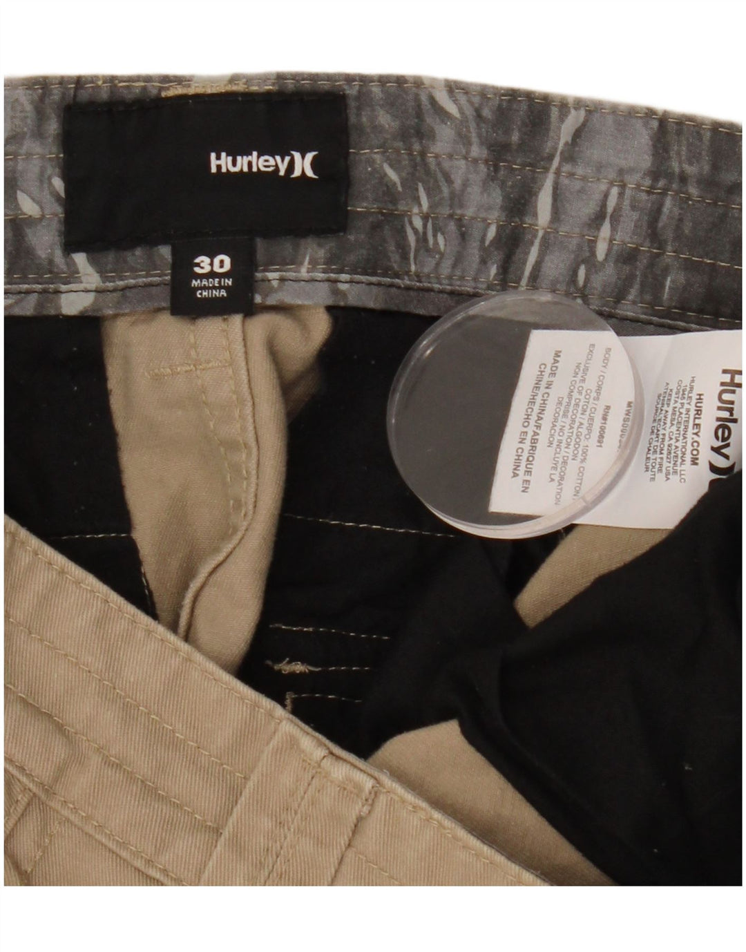 HURLEY Herren Cargo-Shorts W30 Mittelbeige Baumwolle