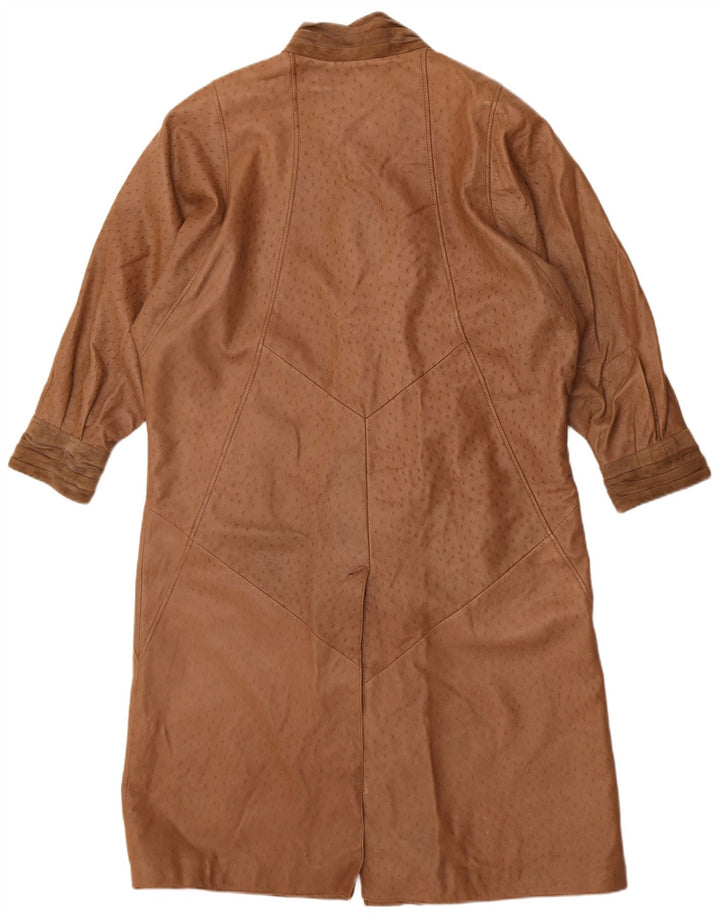 Vintage Damen Übergroßer Ledermantel EU 40 Mittelbeiges Leder