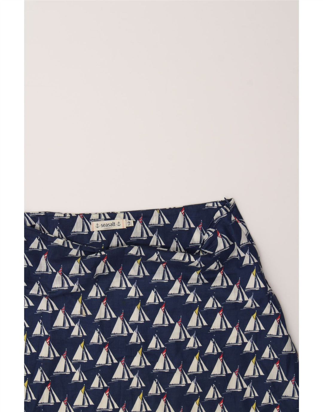 SEASALT Womens Abstract Pattern A-Line Skirt UK 12 Medium W34  Navy Blue Vintage Seasalt and Second-Hand Seasalt from Messina Hembry 