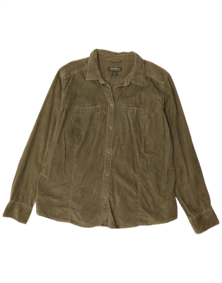 EDDIE BAUER Damen-Hemd aus Cord, groß, UK 18, XL, grüne Baumwolle