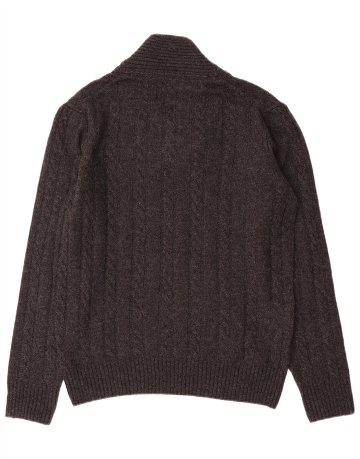 RIFLE Herren-Pullover mit Schalkragen, mittelgraue Wolle
