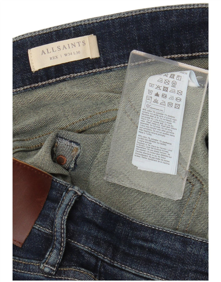 ALL SAINTS Herren Slim Jeans W34 L30 Marineblau Baumwolle