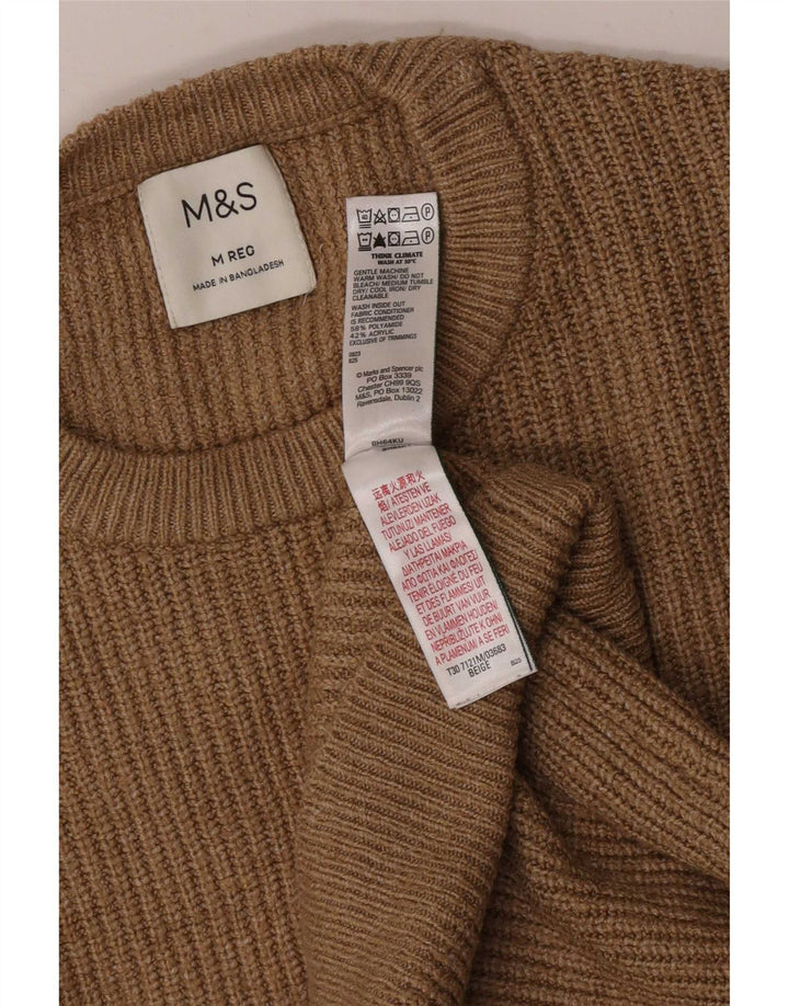 Marks & Spencer Herren-Pullover mit Rundhalsausschnitt, mittelbeigefarbenes Polyamid