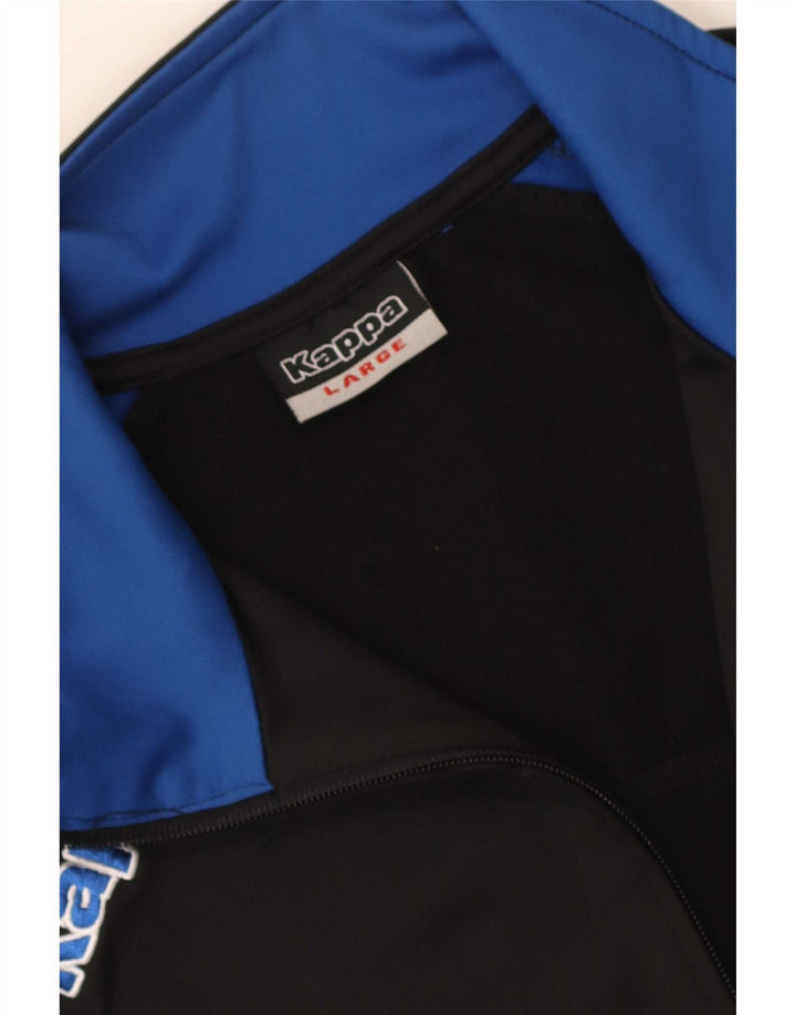Kappa Herren-Trainingsanzugoberteil mit Grafik, groß, schwarzes Farbblock-Polyester