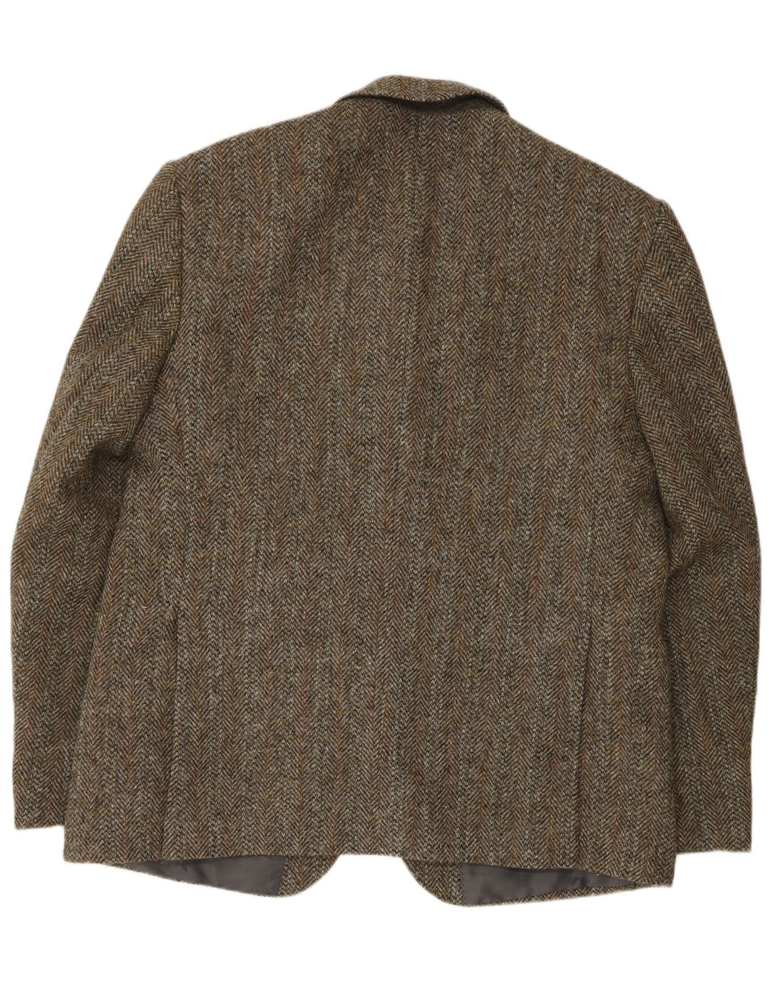 HARRIS TWEED Herren-Blazer mit 2 Knöpfen, UK 46 3XL, grüne Wolle mit Fischgrätenmuster