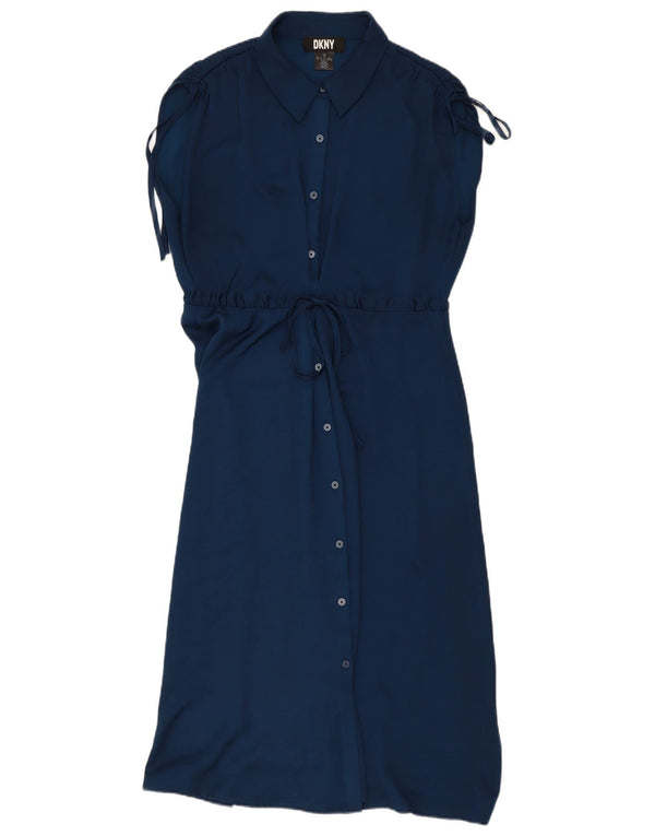 Dkny Damen-Hemdkleid mit kurzen Ärmeln, US 10, Größe L, Marineblau, Polyester