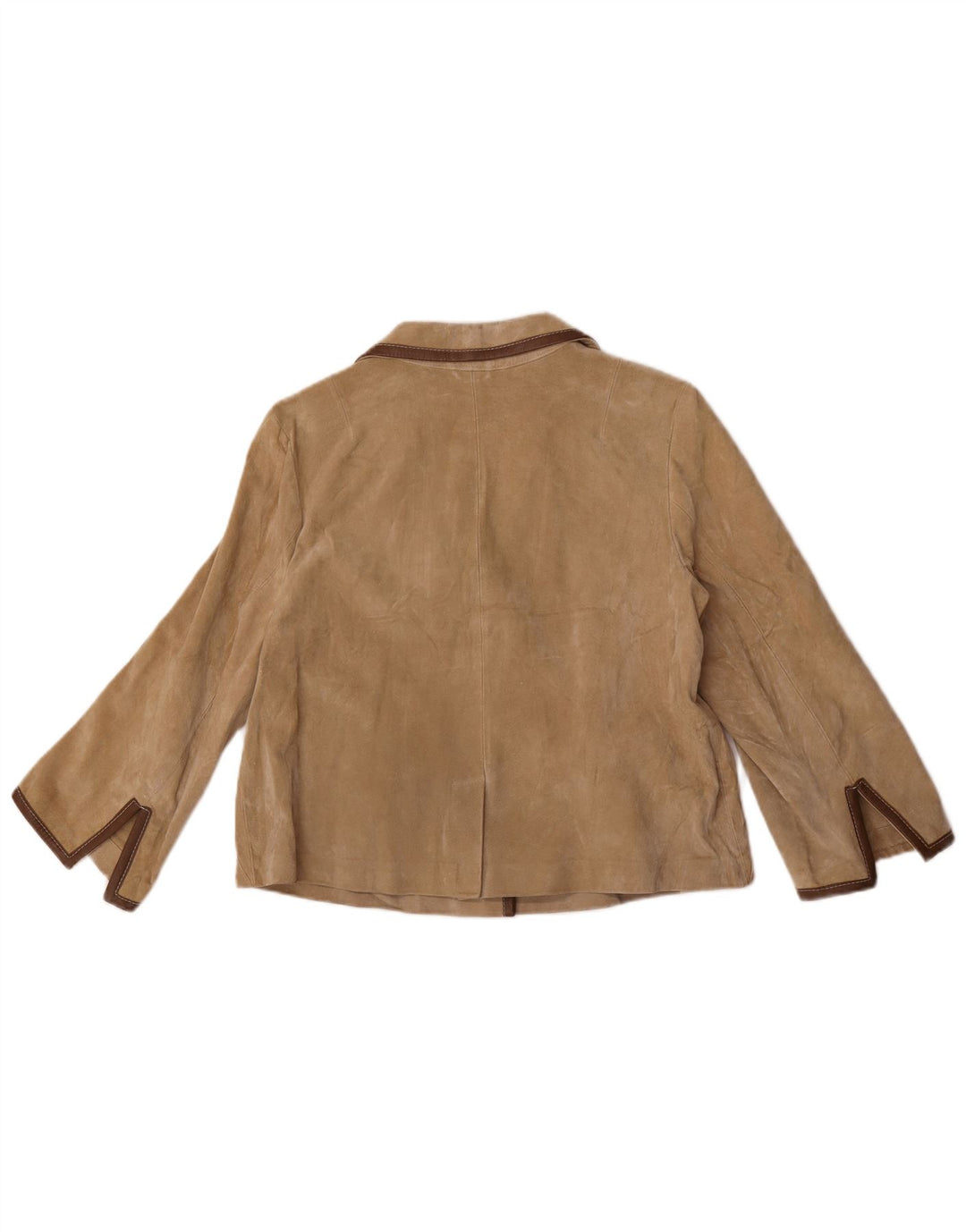Sinequanone Damen Bolerojacke aus Wildleder mit 3/4-Ärmeln IT 42 Mittelbeige