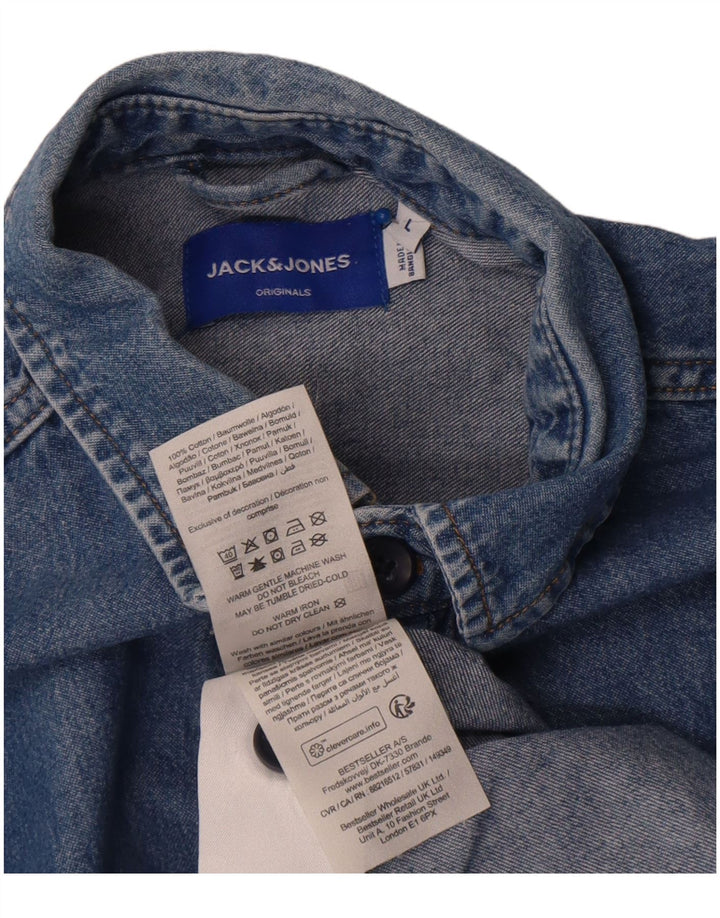 Jack & Jones Herren-Jeanshemd, groß, aus blauer Baumwolle