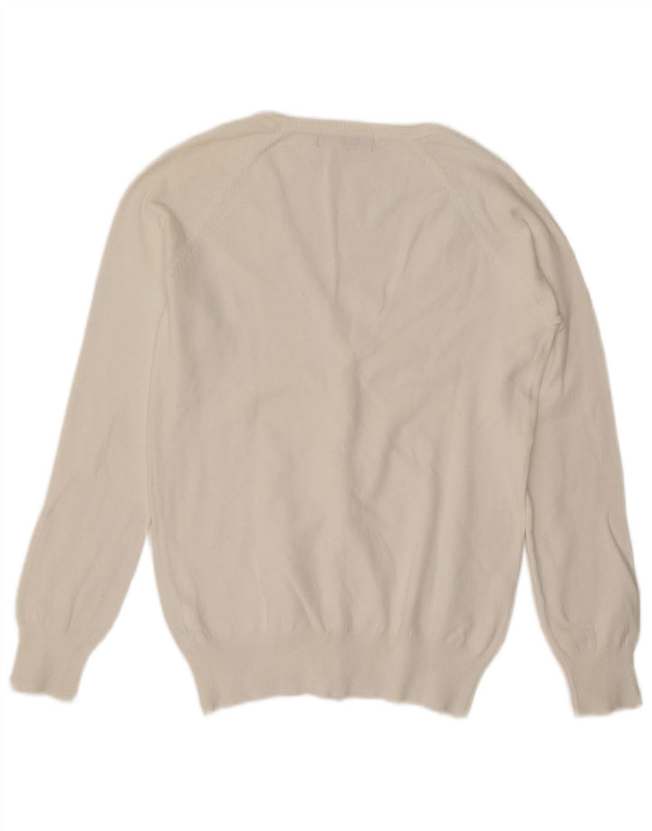 Zara Damen-Cardigan-Pullover UK 14 Große weiße Baumwolle