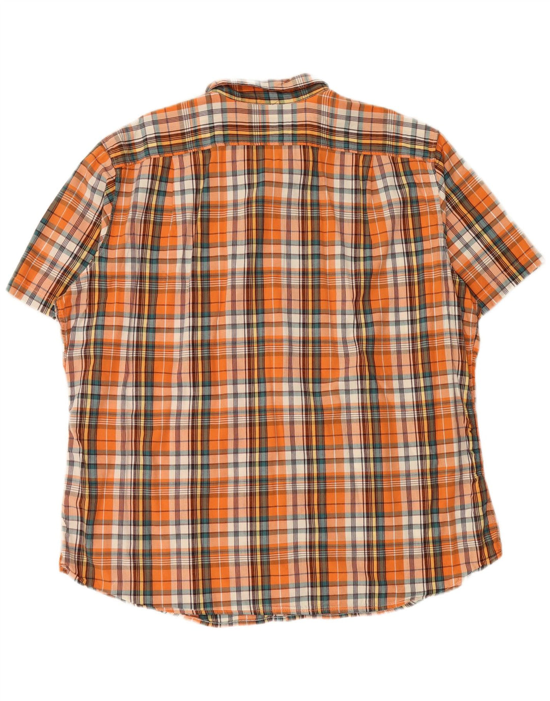 EDDIE BAUER Herren Kurzarmhemd 2XL Orange Karo Baumwolle