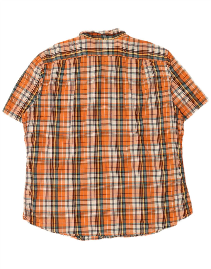 EDDIE BAUER Herren Kurzarmhemd 2XL Orange Karo Baumwolle