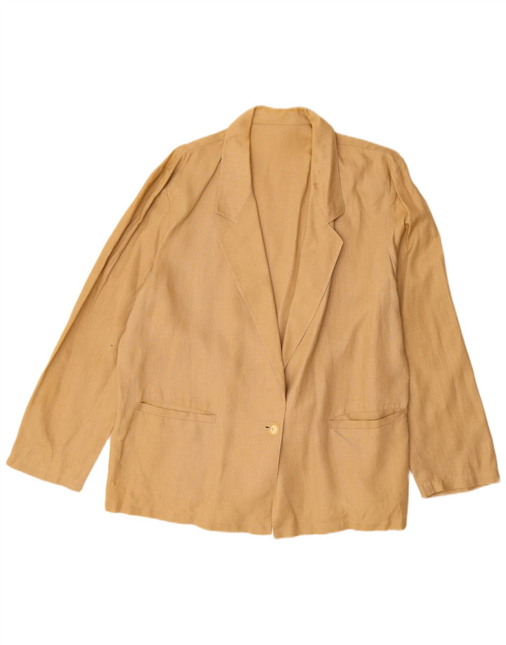 Vintage Damen 1 Knopf Blazer Jacke UK 16 Large Beige