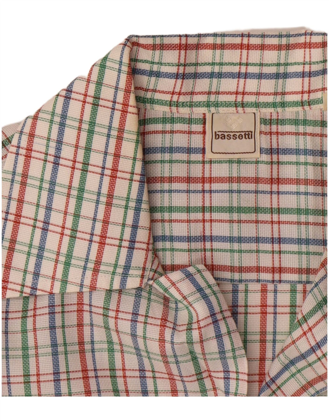 Bassetti Herren Kurzarmhemd Größe 37 14 1/2 Kleines mehrfarbiges Karo