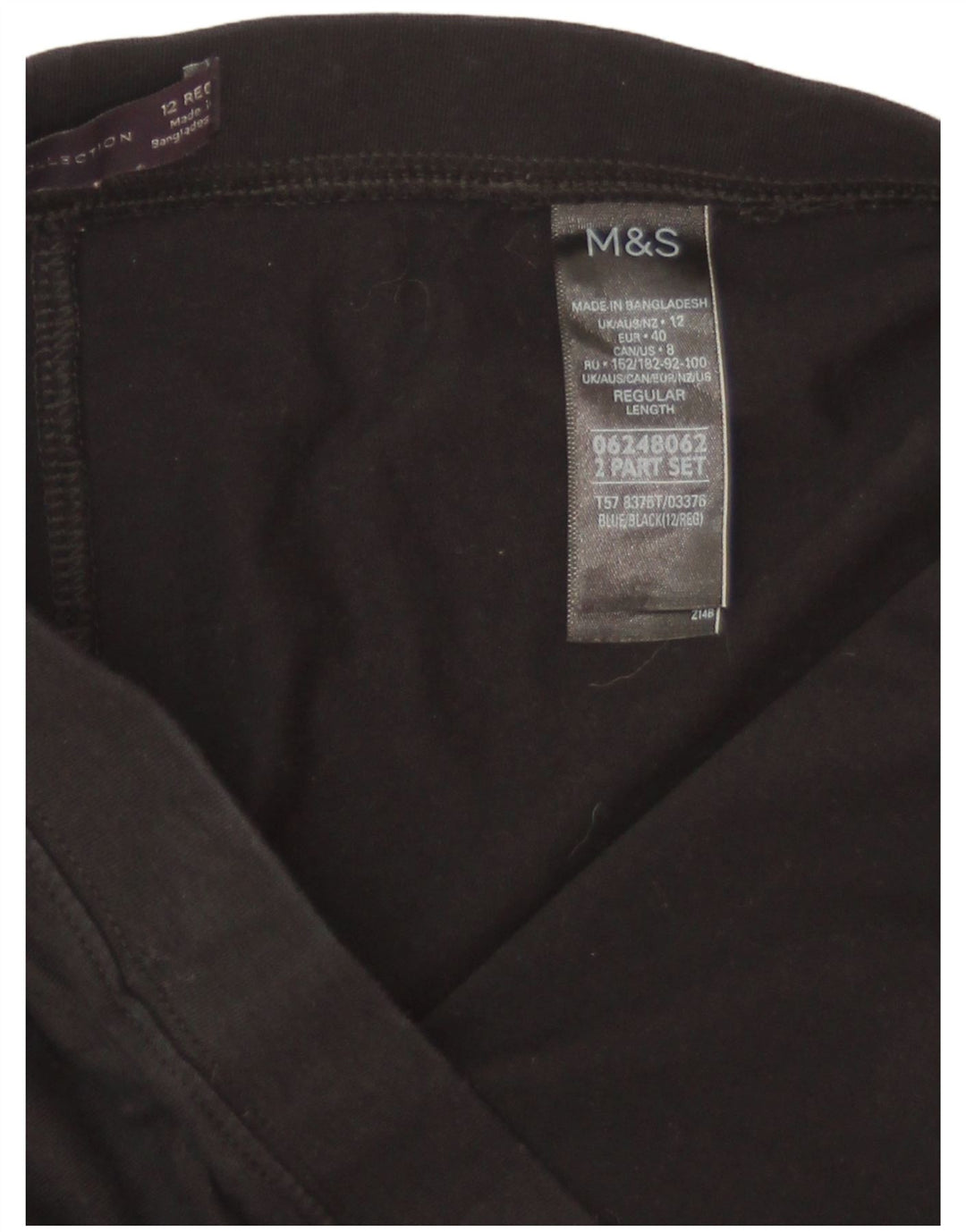 Marks & Spencer Damen Leggings UK 12 Mittelschwarze Baumwolle