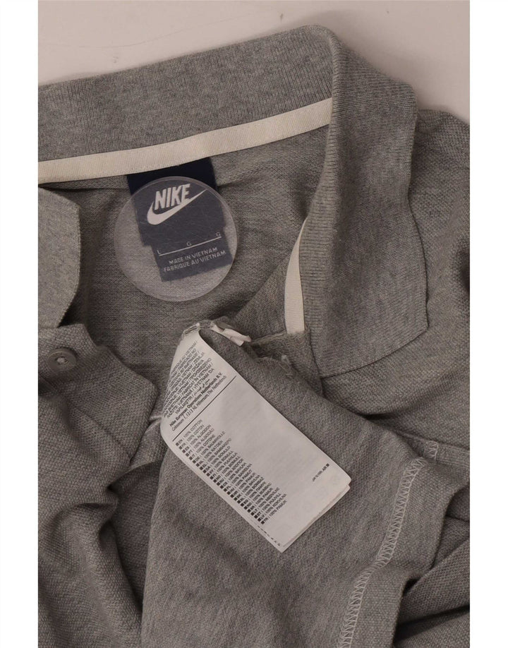 Nike Herren-Poloshirt, groß, grau gefleckte Baumwolle