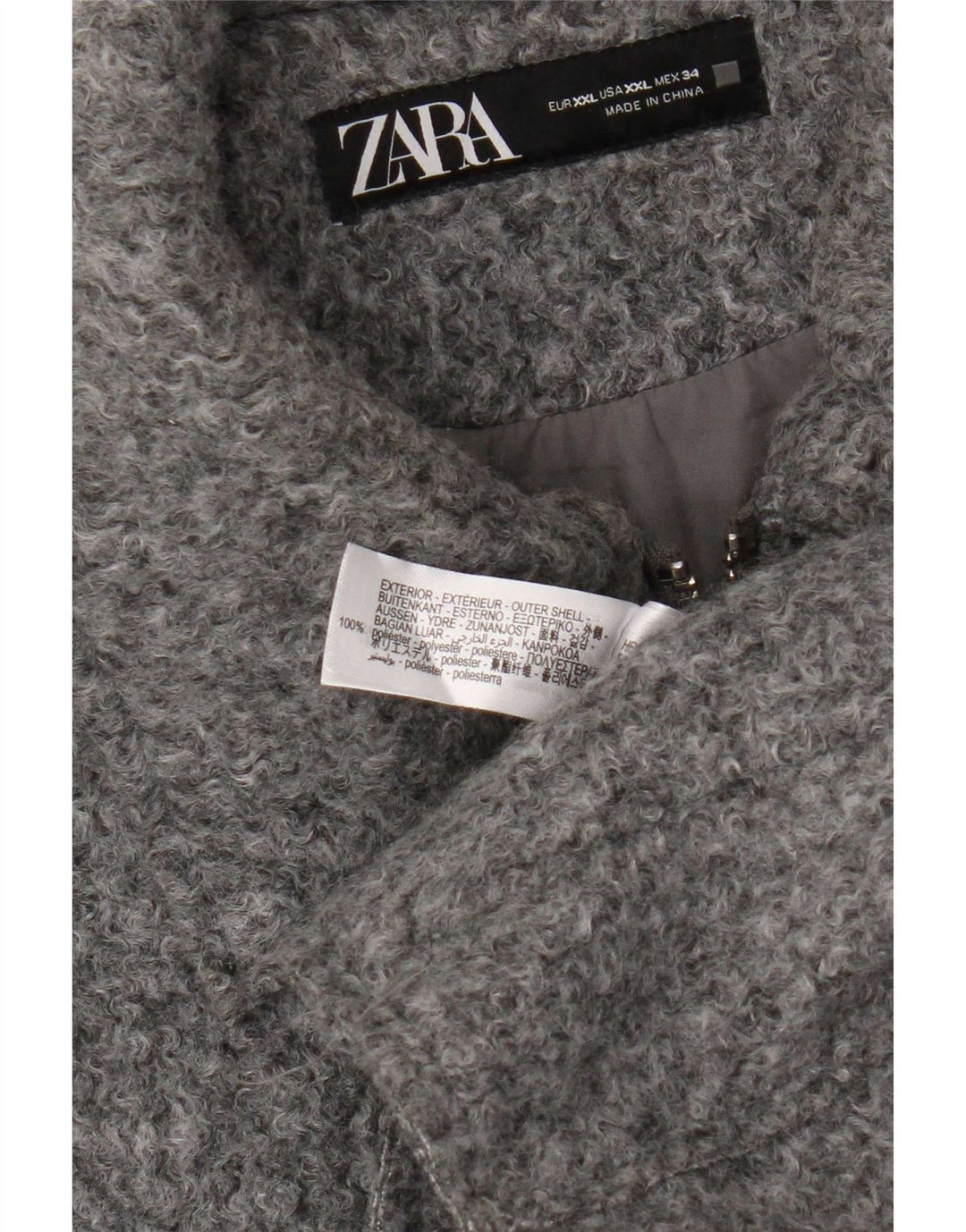 Zara Damen Crop Bomberjacke UK 20 2XL Grau Polyester