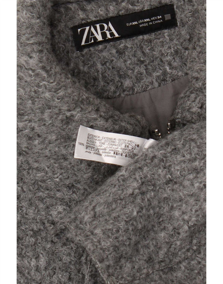 Zara Damen Crop Bomberjacke UK 20 2XL Grau Polyester