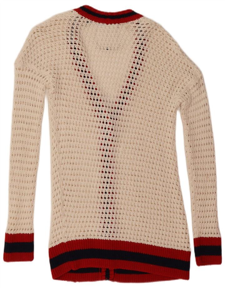 Superdry Damen-Strickjacke in Übergröße, Gr. 10, Größe S, Weiß, Farbblock