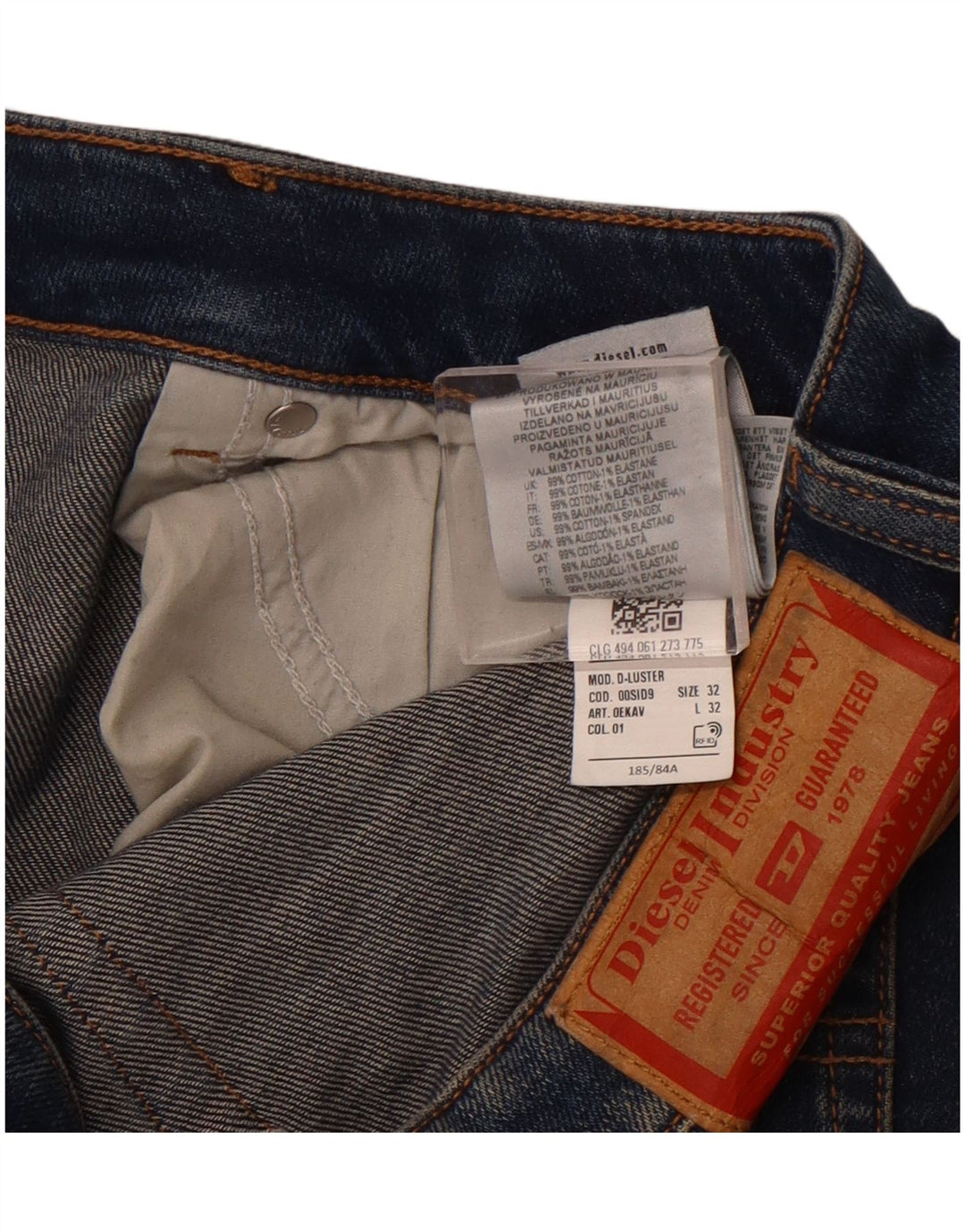 DIESEL Herren Slim Jeans W32 L32 Marineblaue Baumwolle