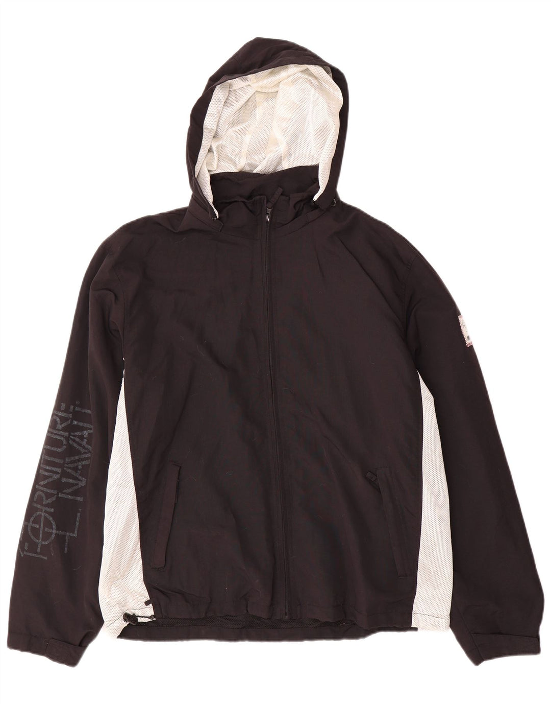 Murphy & Nye Herren-Regenjacke mit grafischer Kapuze, UK 40, Größe L, Schwarz, Farbblock