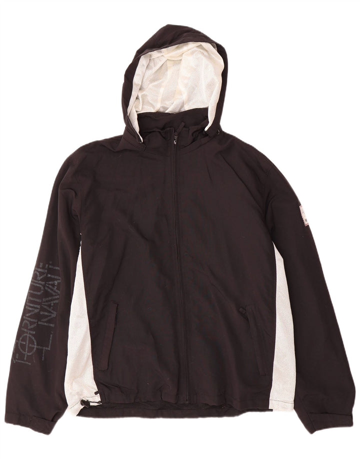 Murphy & Nye Herren-Regenjacke mit grafischer Kapuze, UK 40, Größe L, Schwarz, Farbblock