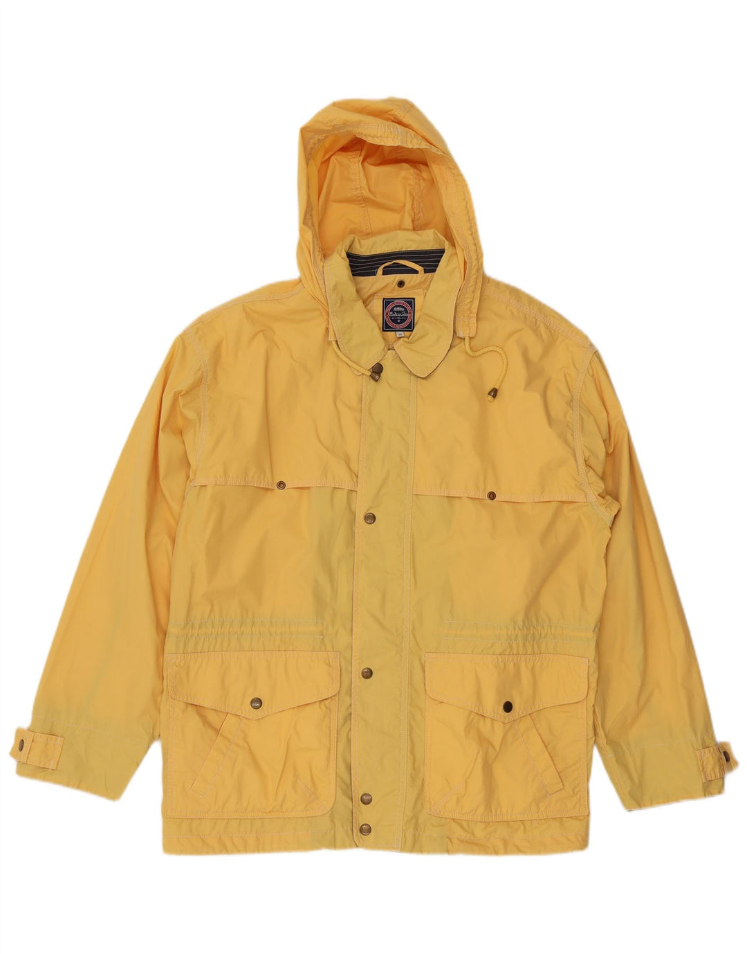 Vintage Herren-Utility-Jacke mit Kapuze, UK 38, mittelgelbes Polyester