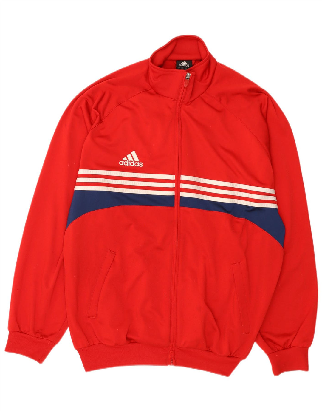 Adidas Herren Trainingsanzug Top Jacke UK 46/48 XL Rot gestreift Polyester