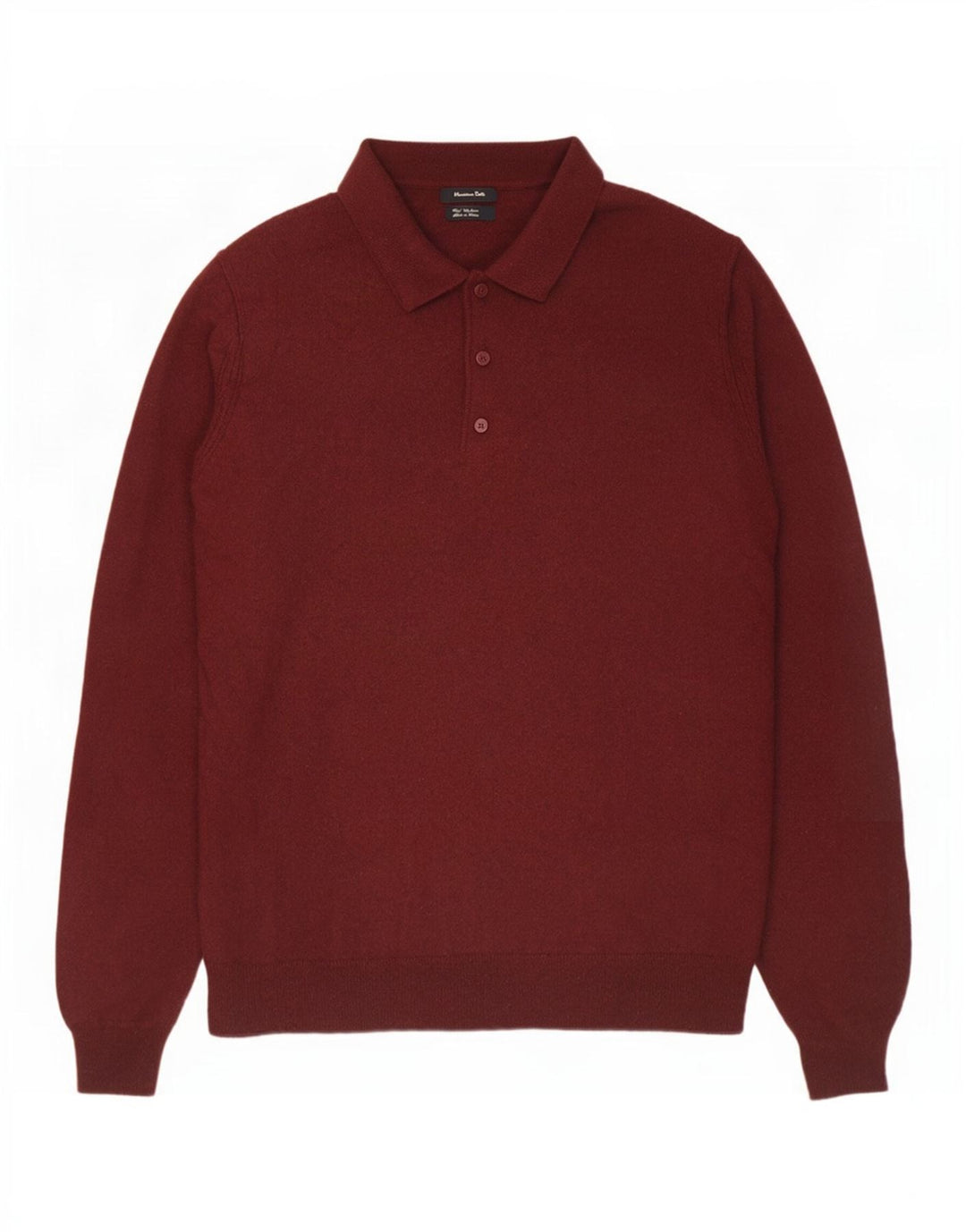 Massimo Dutti Herren-Pullover mit Rollkragen, groß, burgunderrote Wolle
