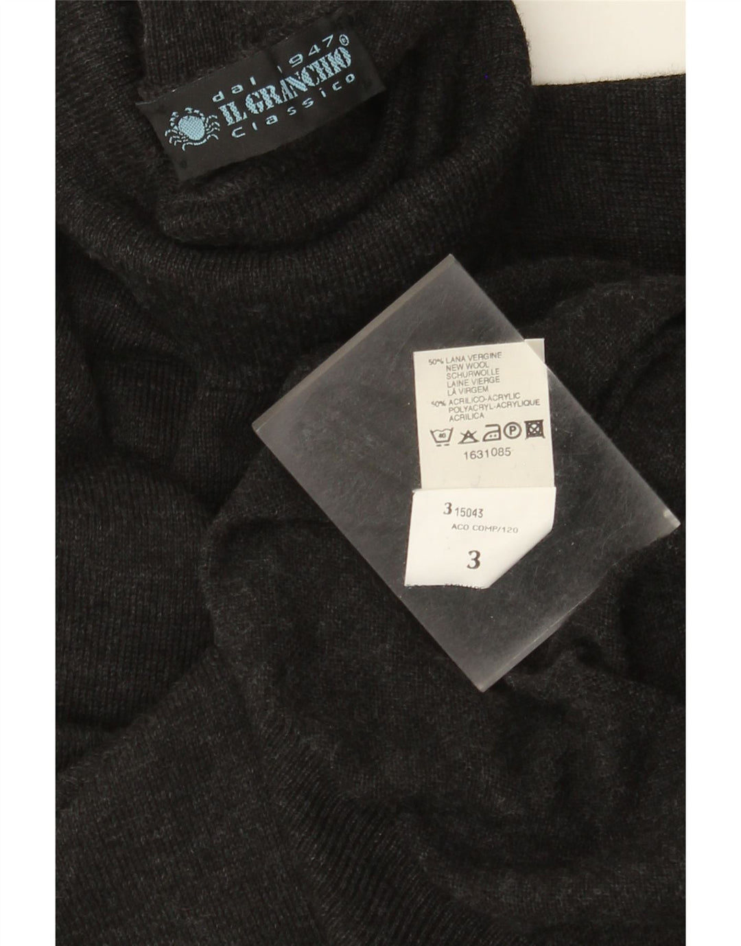 IL GRANCHIO Herren-Rollkragenpullover aus mittelgrauer Wolle