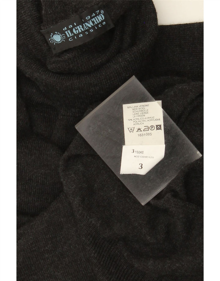 IL GRANCHIO Herren-Rollkragenpullover aus mittelgrauer Wolle
