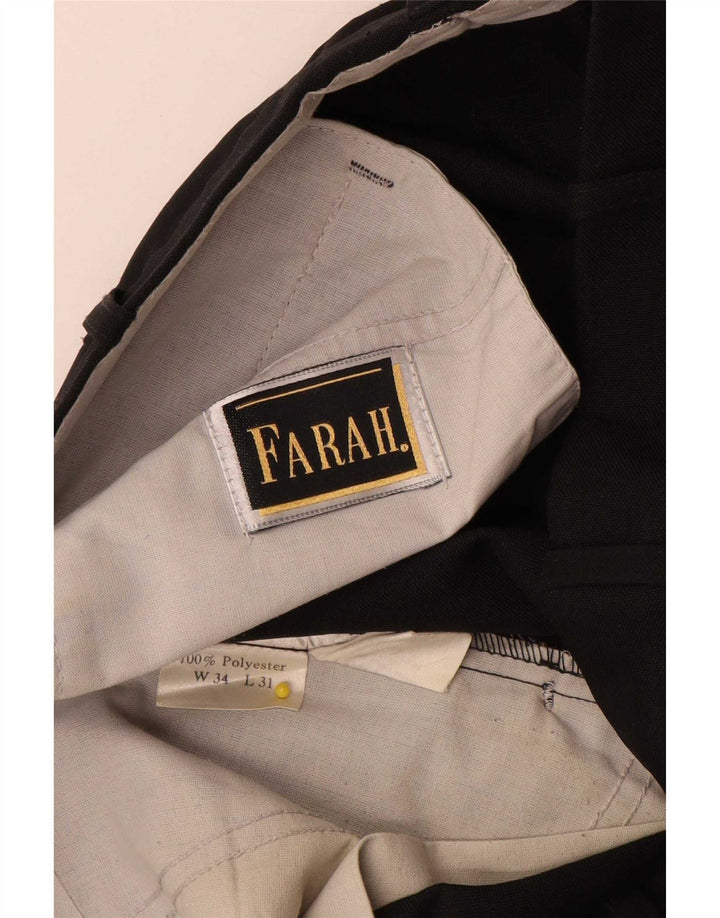 Farah Herren-Anzughose mit Pegged-Anzug, W34, L31, schwarzes Polyester