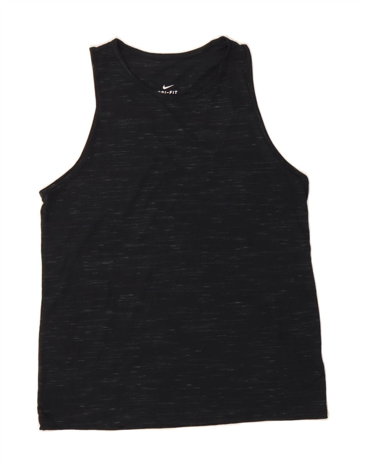 NIKE Womens Dri Fit Vest Top UK 12 Medium Black Flecked Vintage Nike and Second-Hand Nike from Messina Hembry 