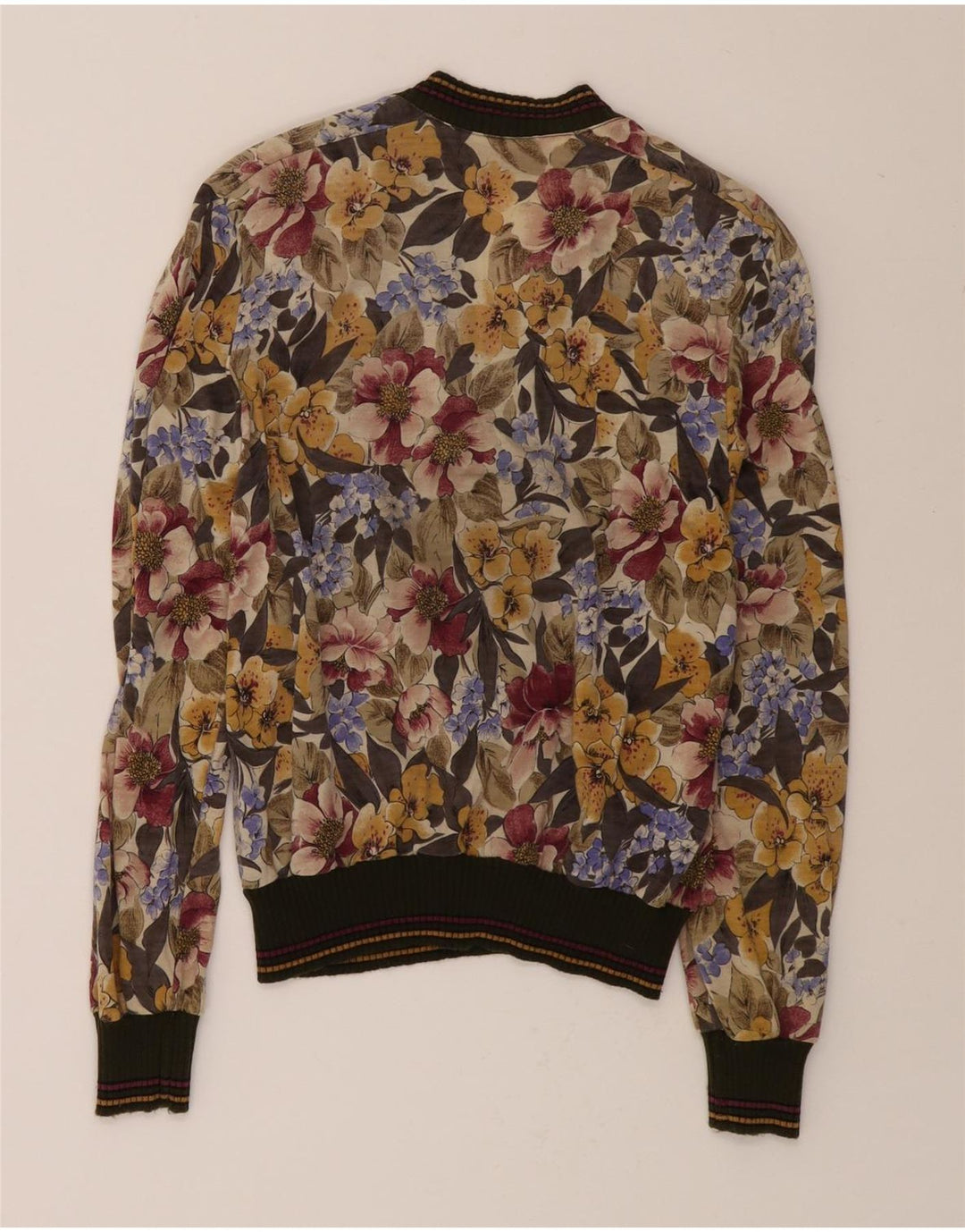 DOMINA Womens V-Neck Jumper Sweater UK 14 Medium Multicoloured Floral Vintage Domina and Second-Hand Domina from Messina Hembry 