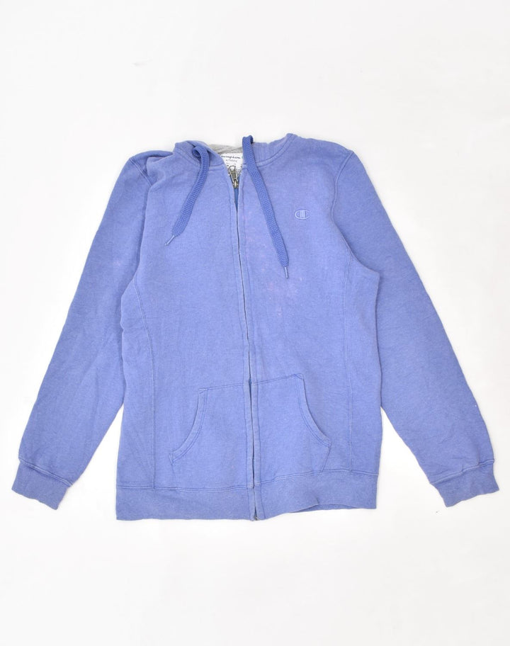 CHAMPION Womens Eco Zip Hoodie Sweater UK 12 Medium Purple Cotton | Vintage Champion | Thrift | Second-Hand Champion | Used Clothing | Messina Hembry 