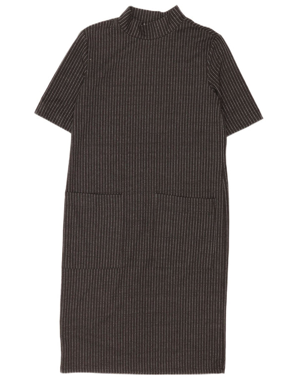 Zara Damen Etuikleid UK 10 Small Schwarz Nadelstreifen