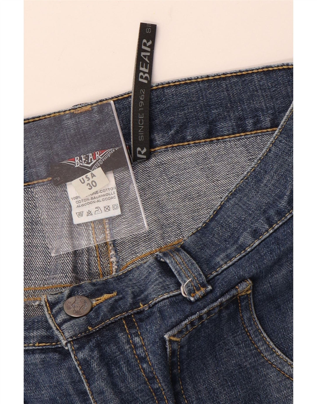Bear Herren Straight Jeans W30 L30 Blaue Baumwolle