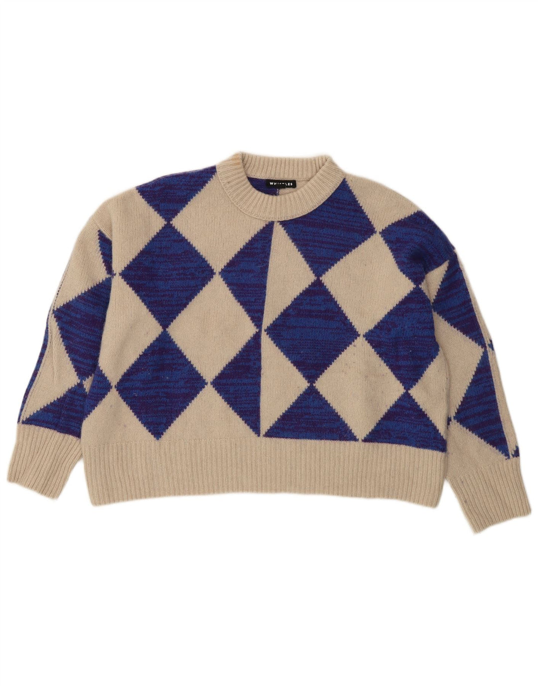 Whistle Womens Crop Crew Neck Pullover Pullover UK 10 Small Beige Wolle