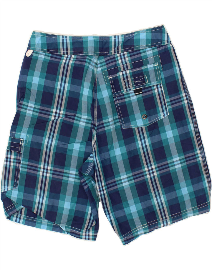J. CREW Mens Swimming Shorts W30 Medium Navy Blue Check Vintage J. Crew and Second-Hand J. Crew from Messina Hembry 