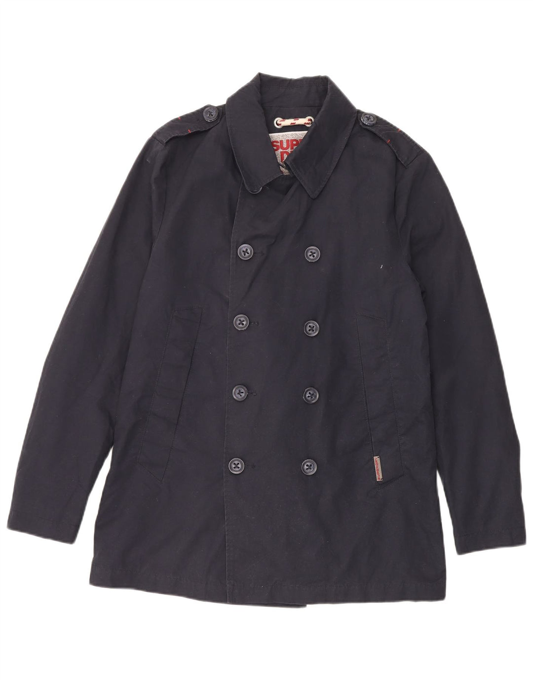 Superdry Herren Pea Coat UK 40 Große marineblaue Baumwolle