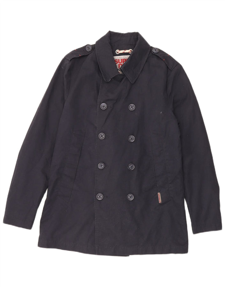 Superdry Herren Pea Coat UK 40 Große marineblaue Baumwolle