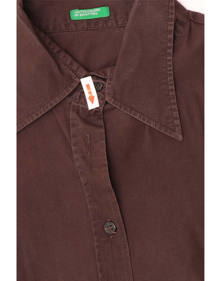 Benetton Formales Damenhemd UK 12 aus mittelbrauner Baumwolle