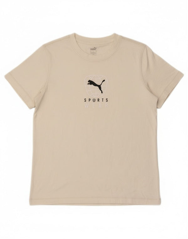 Puma Womens Graphic T-Shirt Top UK 16 Large Off White